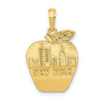 Load image into Gallery viewer, 14K Yellow Gold Solid New York Skyline on Small Apple Pendant
