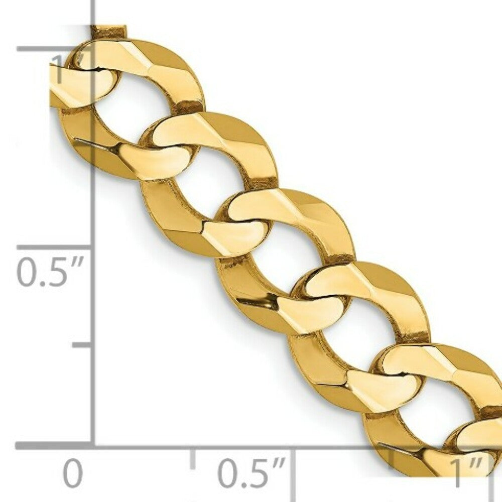 14K Yellow Gold 8.3mm Solid Polished Light Flat Cuban Chain  length: 20 inches