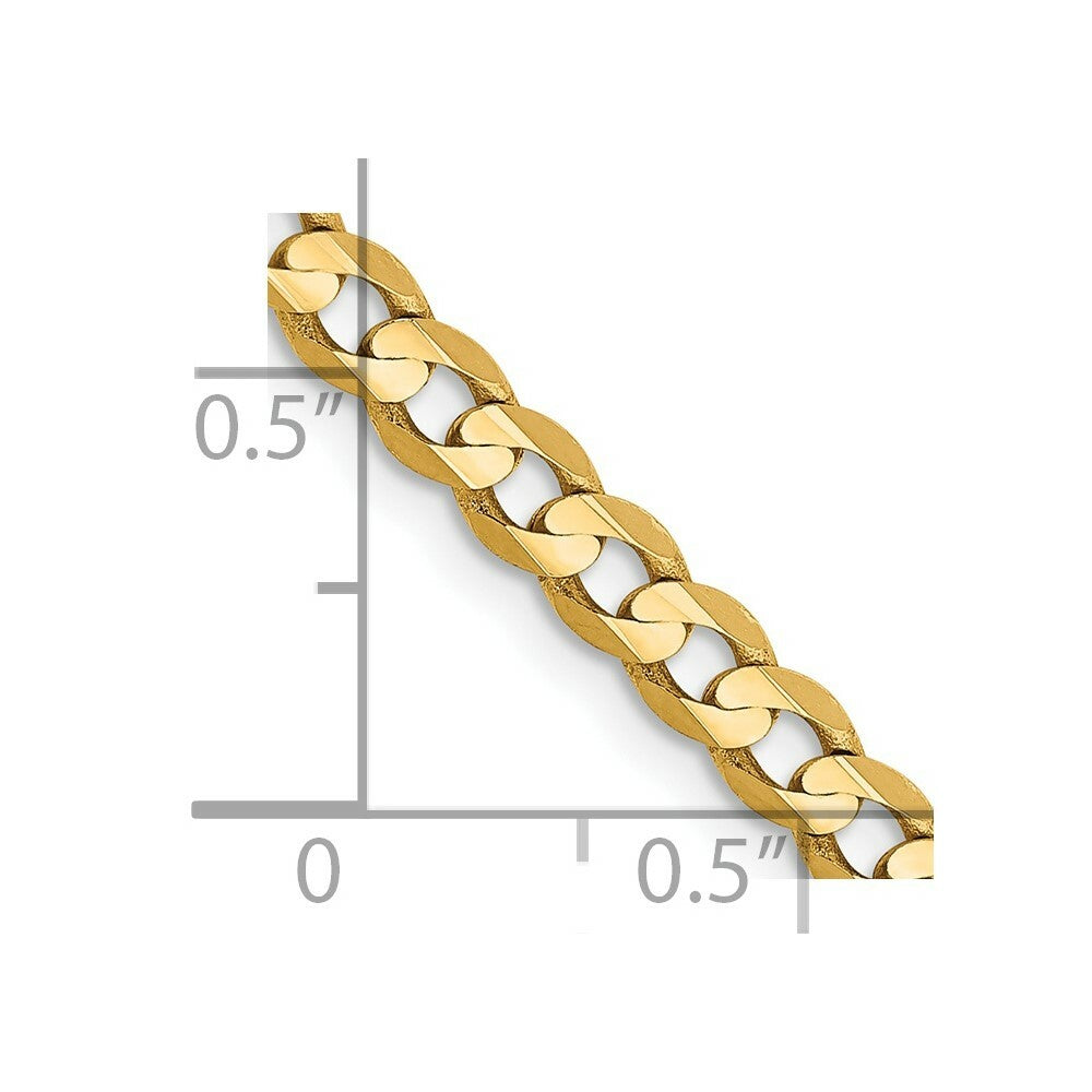 14K Yellow Gold 3.8mm Open Concave Curb Chain