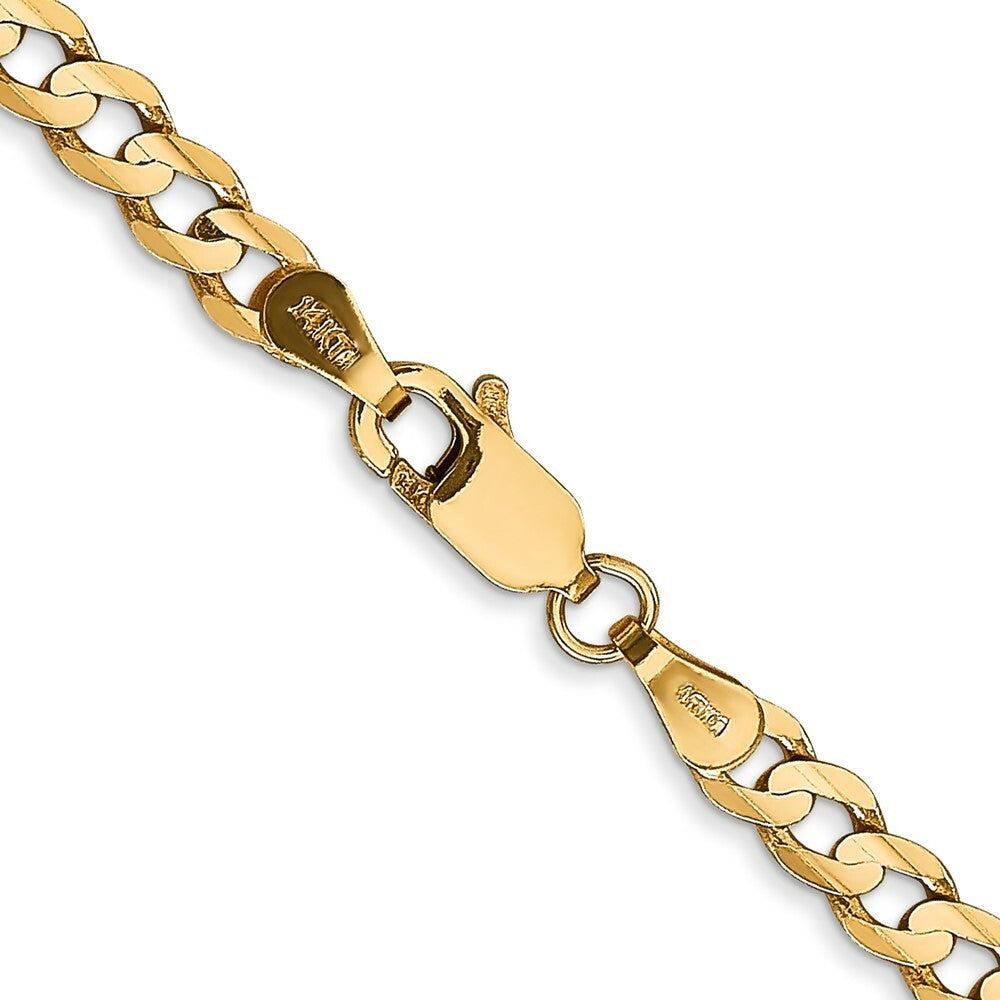 14K Yellow Gold 3.8mm Open Concave Curb Chain