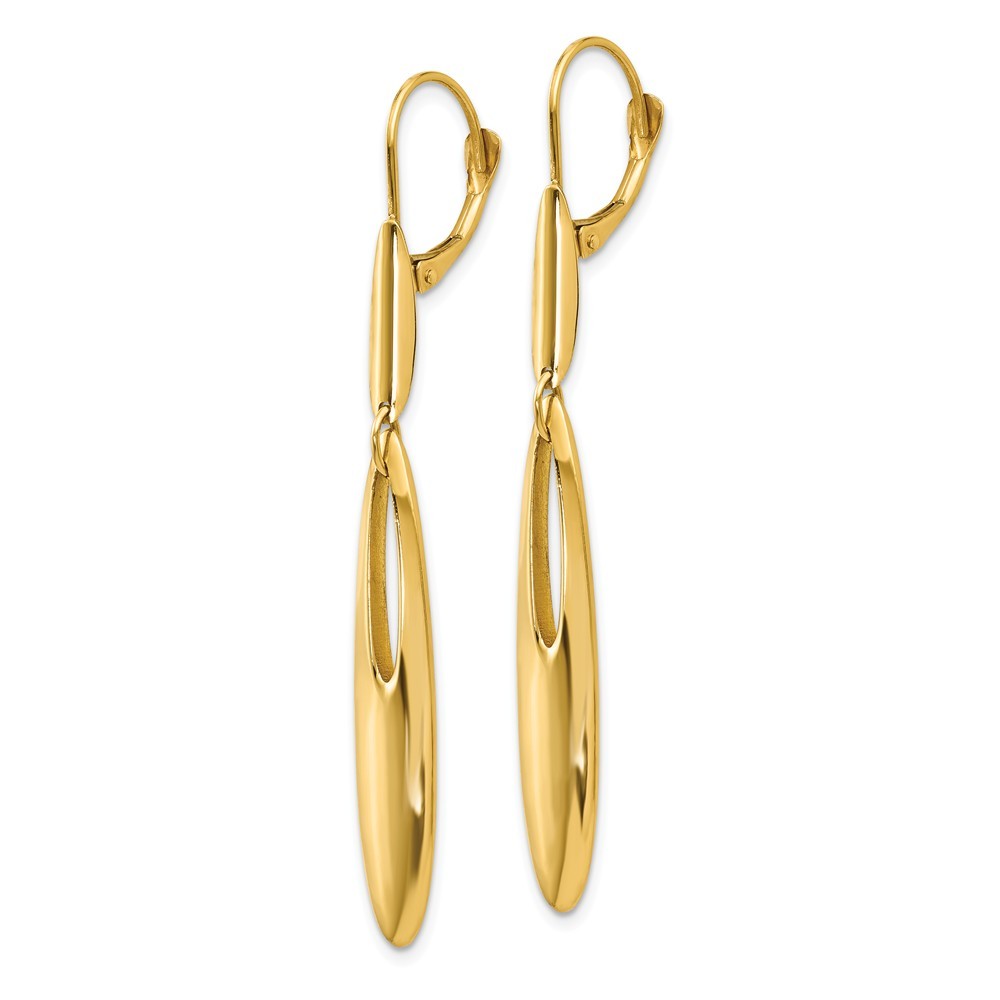 Leslie's 14K Yellow Gold Polished Leverback Dangle Earrings 52mm length