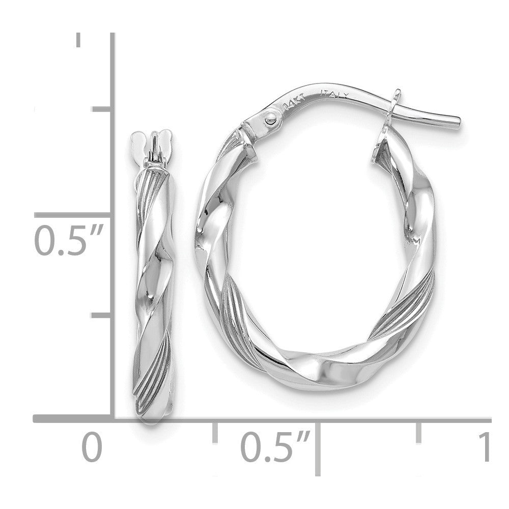 Leslie's 14K White Gold Polished and Textured Hoop Earrings 20mm length