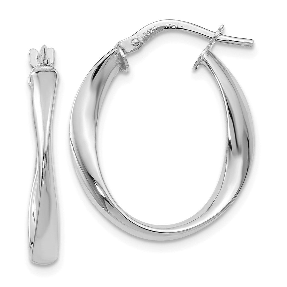 Leslie's 14K White Gold Polished Hoop Earrings 28mm length