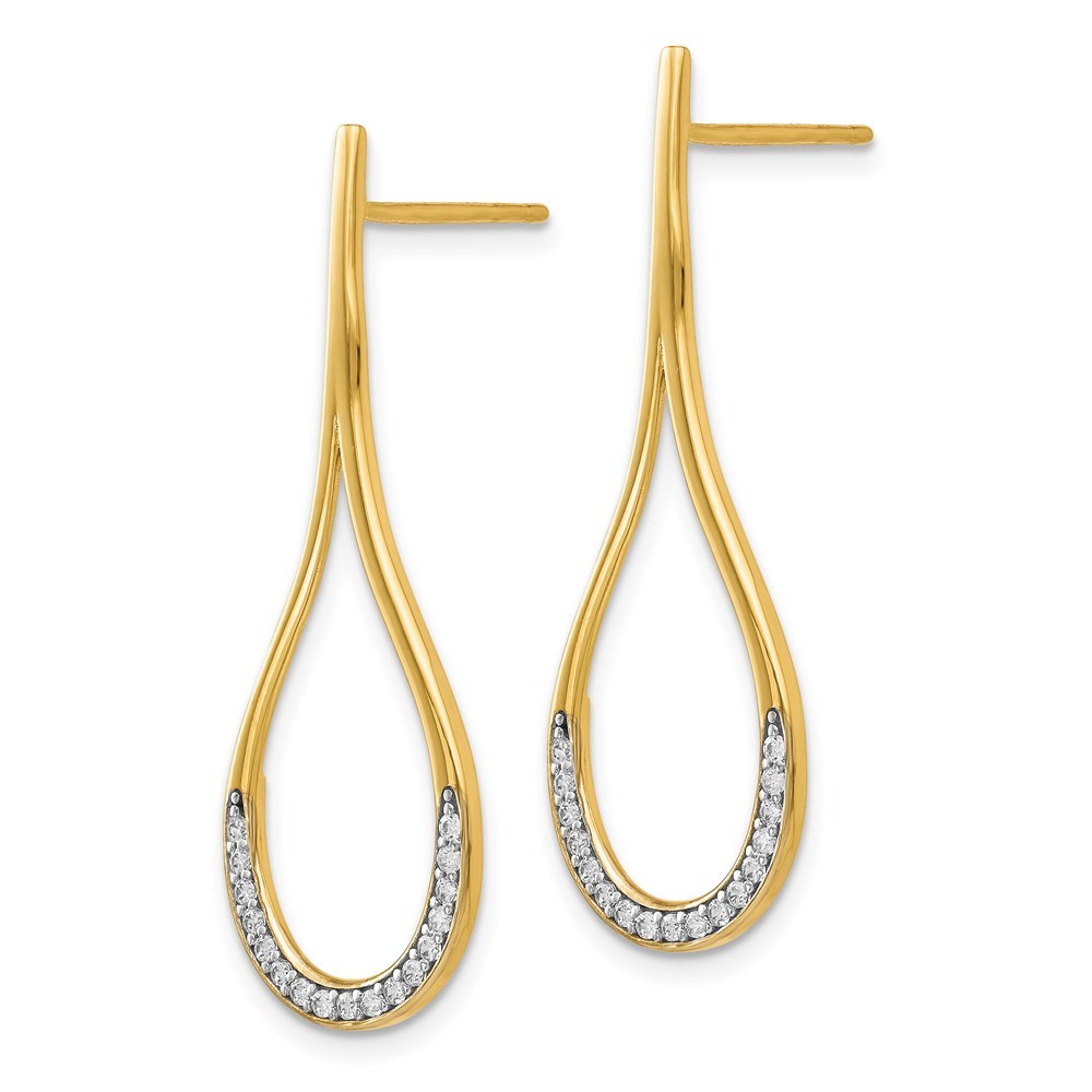 Leslie's 14K Two-tone Gold CZ Post Dangle Earrings