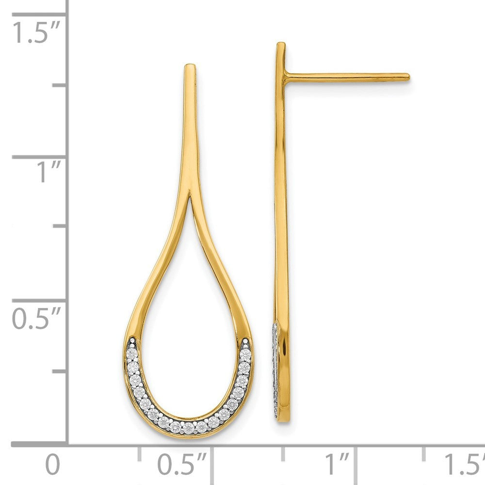 Leslie's 14K Two-tone Gold CZ Post Dangle Earrings