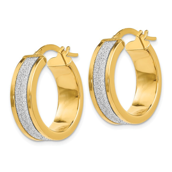 Leslies 14K Yellow Gold Fancy Glimmer Infused Hoop Earrings 20mm length