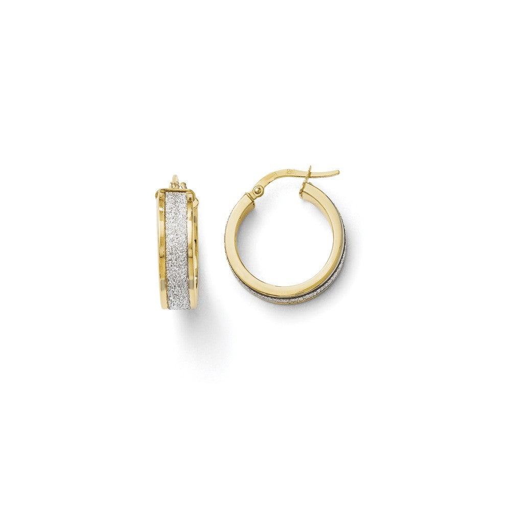 Leslies 14K Yellow Gold Fancy Glimmer Infused Hoop Earrings 20mm length