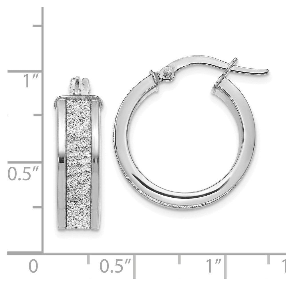 Leslies 14K White Gold Fancy Glimmer Infused Hoop Earrings  20mm width