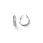 Load image into Gallery viewer, Leslies 14K White Gold Fancy Glimmer Infused Hoop Earrings  20mm width
