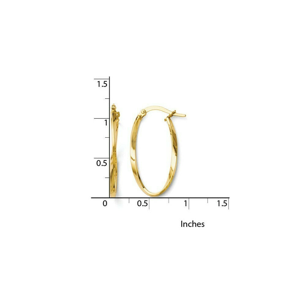 Leslies 14K Yellow Gold Twisted Oval Hoop Earrings 30mm length