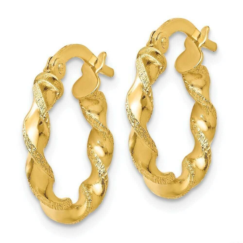 Leslies 14K Yellow Gold Twisted Hoop Earrings 16mm length