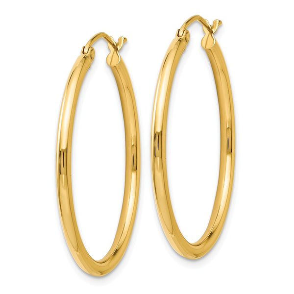 Leslies 14K Yellow Gold 2mm Polished Hoop Earrings  30mm width