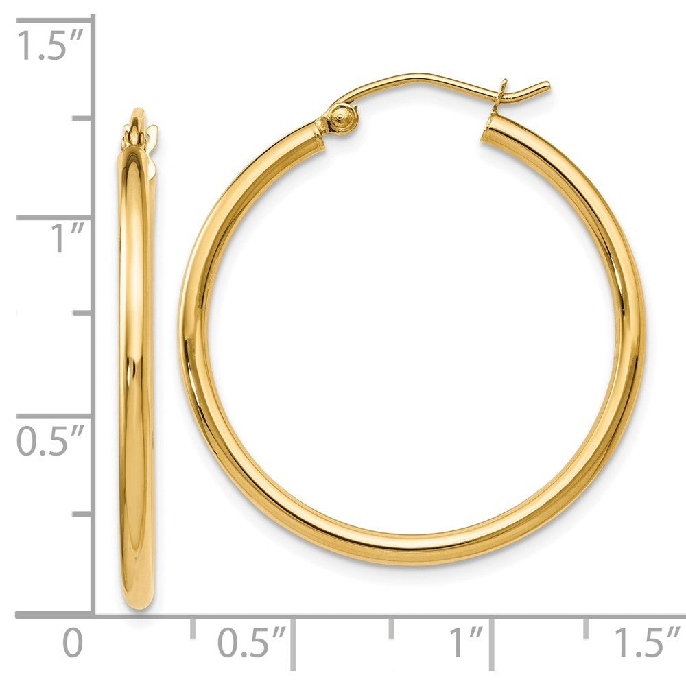Leslies 14K Yellow Gold 2mm Polished Hoop Earrings  30mm width
