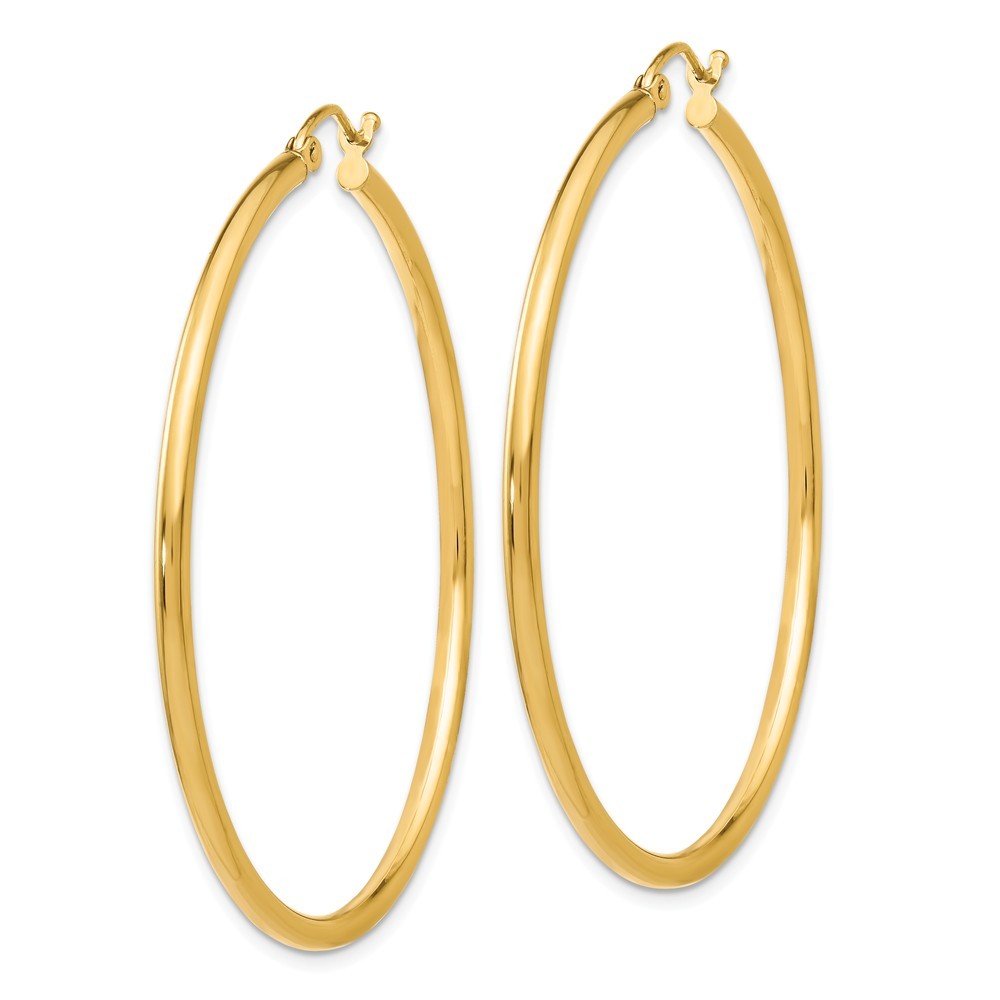 Leslies 14K Yellow Gold 2mm Polished Hinged Hoop Earrings  45mm width