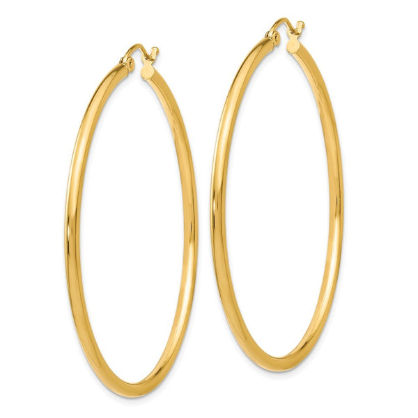 Leslies 14K Yellow Gold 2mm Polished Hinged Hoop Earrings  45mm width