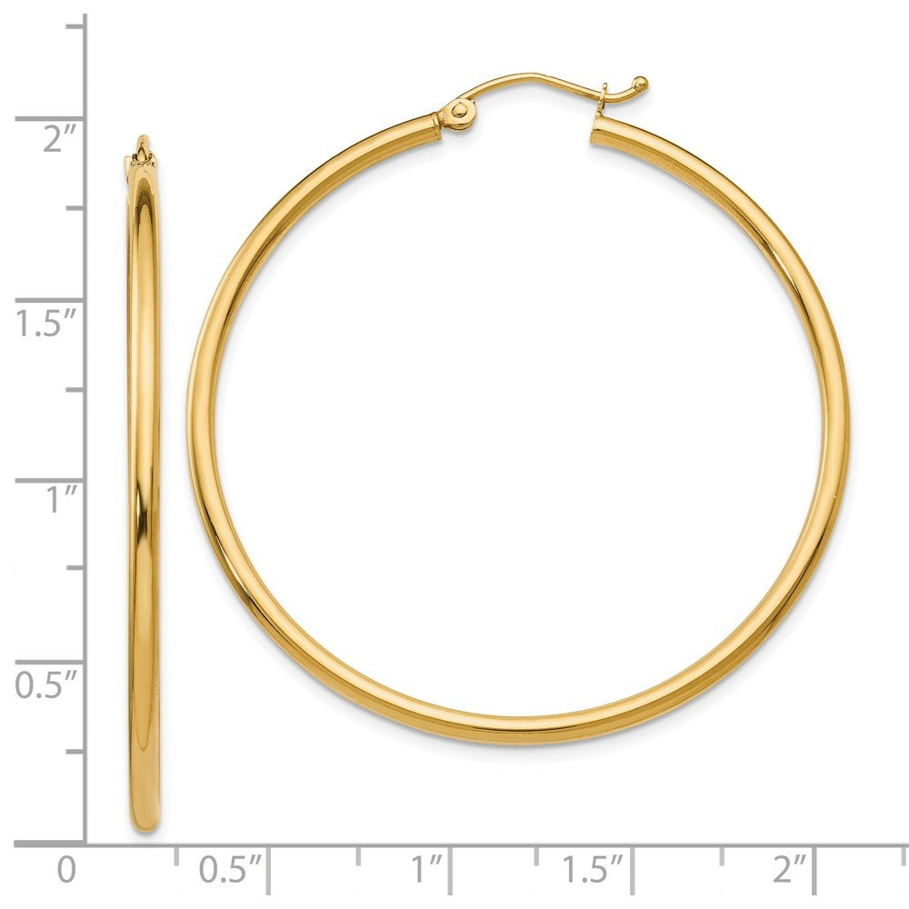 Leslies 14K Yellow Gold 2mm Polished Hinged Hoop Earrings  45mm width