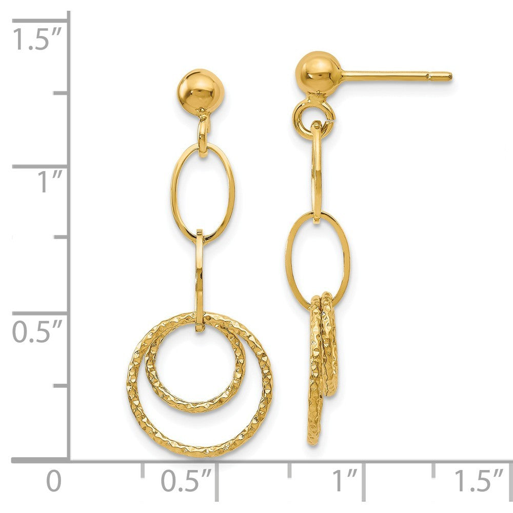 Leslies 14K Yellow Gold Polished and Textured Post Dangle Earrings