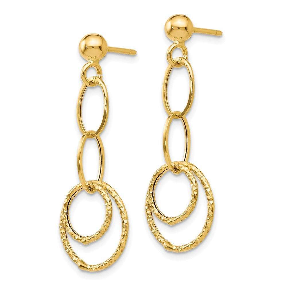 Leslies 14K Yellow Gold Polished and Textured Post Dangle Earrings
