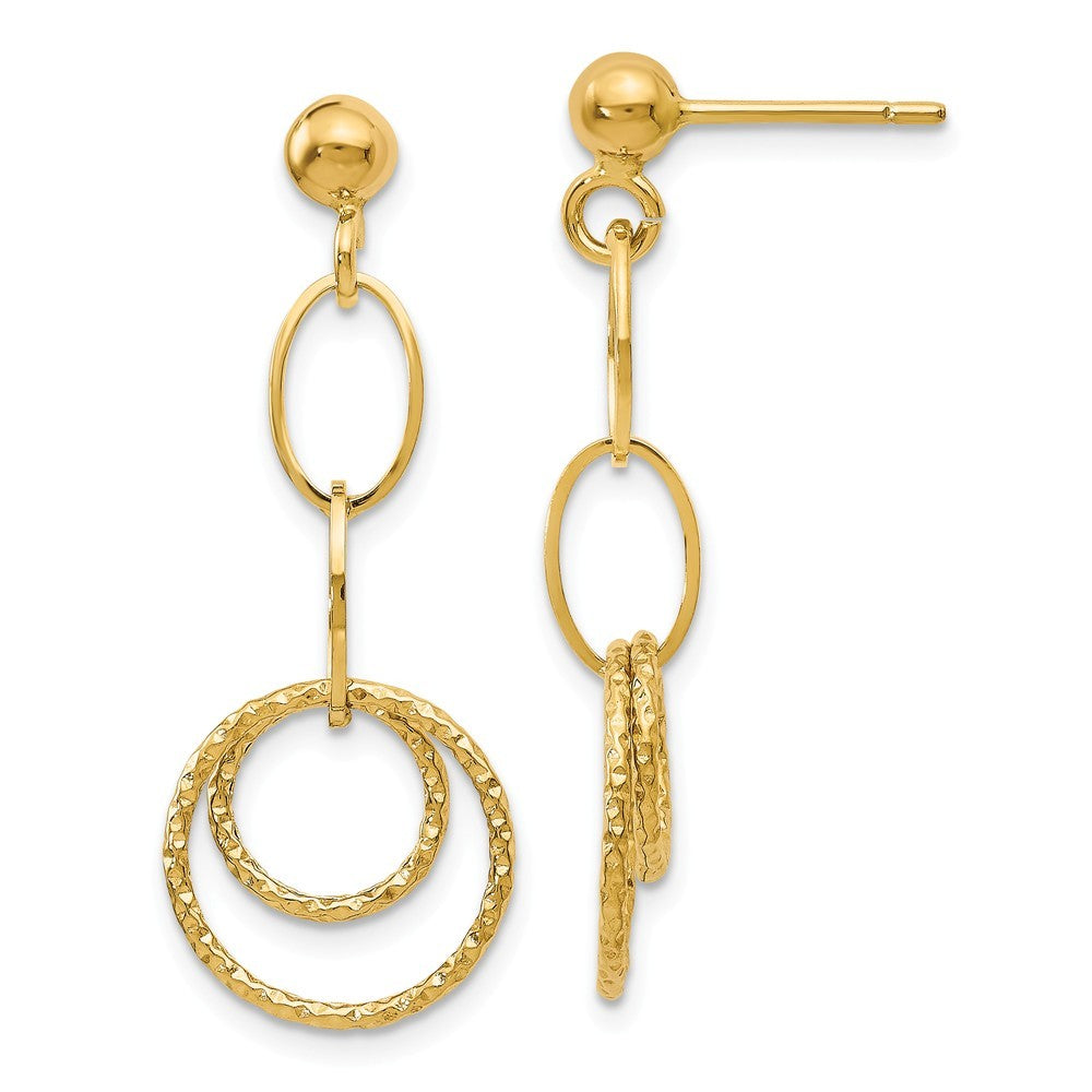 Leslies 14K Yellow Gold Polished and Textured Post Dangle Earrings
