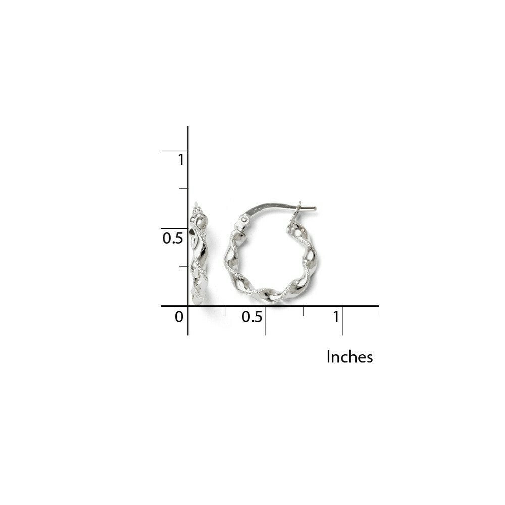 Leslies 14K White Gold Twisted Hoop Earrings 16mm length