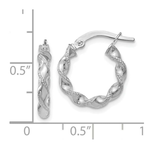 Leslies 14K White Gold Twisted Hoop Earrings 16mm length