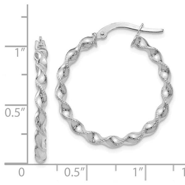 Leslies 14K White Gold Twisted Hoop Earrings 26mm length
