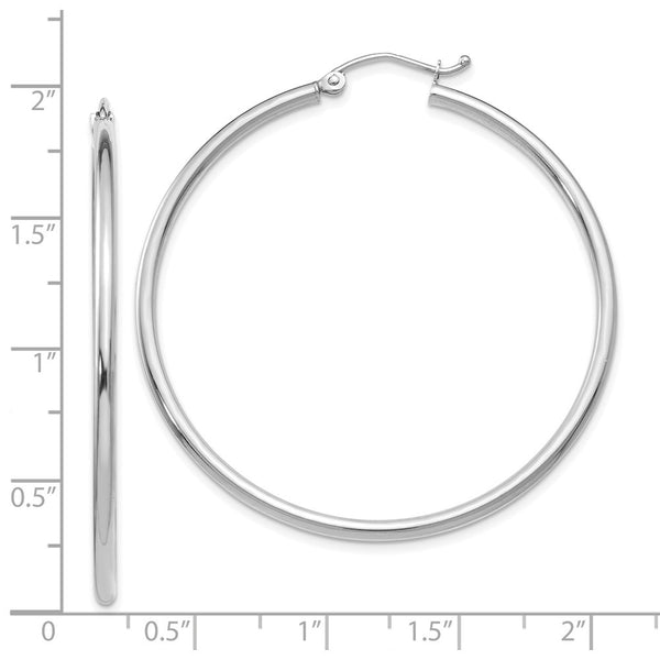 Leslies 14K White Gold Polished 2mm Hoop Earrings  45mm width