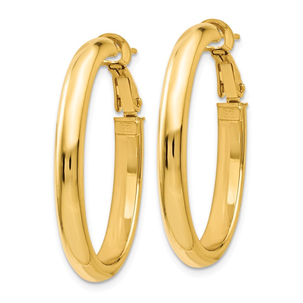 Leslie's 14K Yellow Gold Polished Oval Hoop Earrings 31mm length