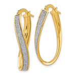 Load image into Gallery viewer, Leslie's 14K Yellow Gold Polished Glimmer Infused Oval Twist Hoop Earrings 28mm length
