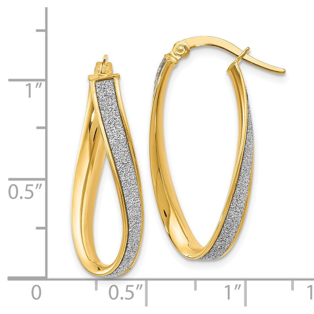 Leslie's 14K Yellow Gold Polished Glimmer Infused Oval Twist Hoop Earrings 28mm length