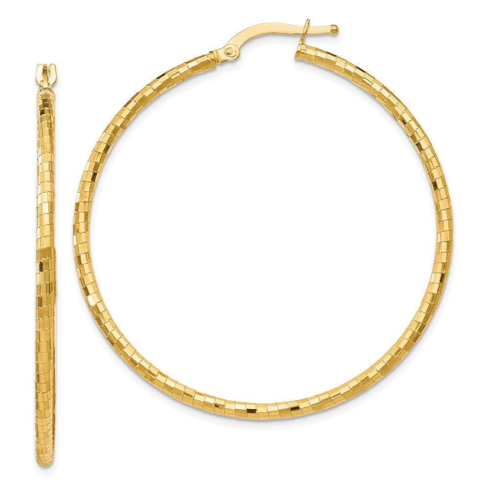 Leslie's 14K Yellow Gold Polished and Textured Hoop Earrings 45mm length