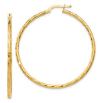 Load image into Gallery viewer, Leslie's 14K Yellow Gold Polished and Textured Hoop Earrings 45mm length
