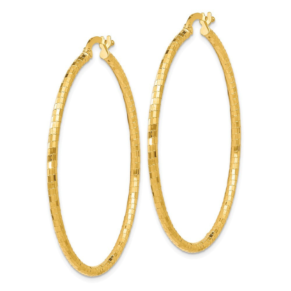 Leslie's 14K Yellow Gold Polished and Textured Hoop Earrings 45mm length