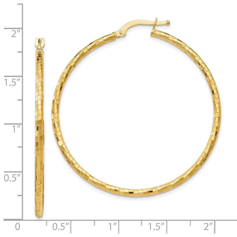 Leslie's 14K Yellow Gold Polished and Textured Hoop Earrings 45mm length