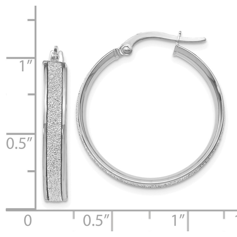Leslie's 14K White Gold Polished Glimmer Infused Hoop Earrings 25mm length