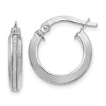 Load image into Gallery viewer, Leslie's 14K White Gold Polished Glimmer Infused Hoop Earrings 14mm length
