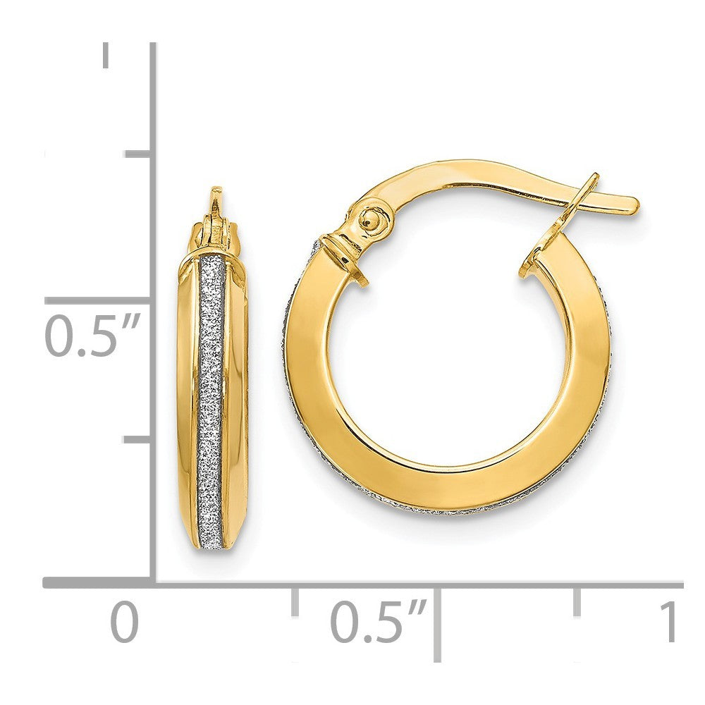 Leslie's 14K Yellow Gold Polished Glimmer Infused Hoop Earrings 14mm length