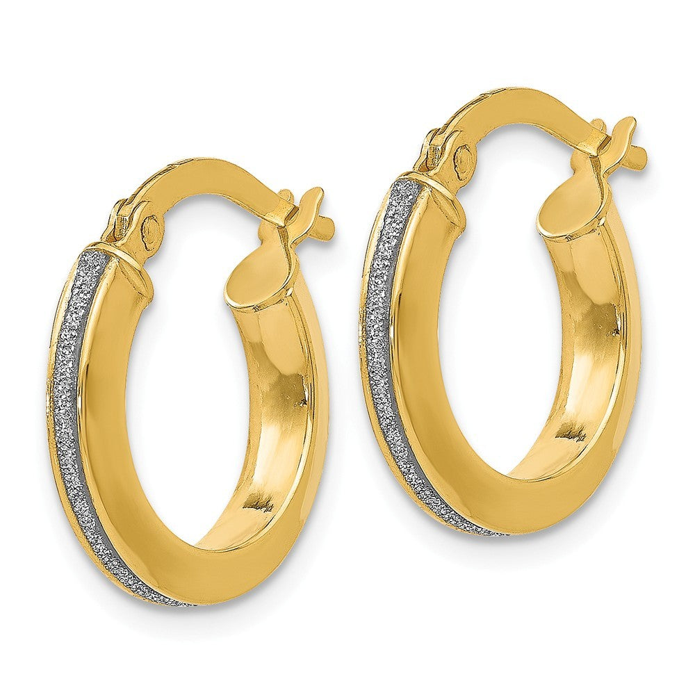 Leslie's 14K Yellow Gold Polished Glimmer Infused Hoop Earrings 14mm length