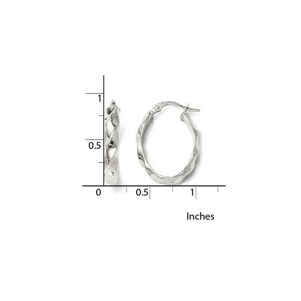 Leslie's 14K White Gold Polished Twisted Oval Hoop Earrings 22mm length