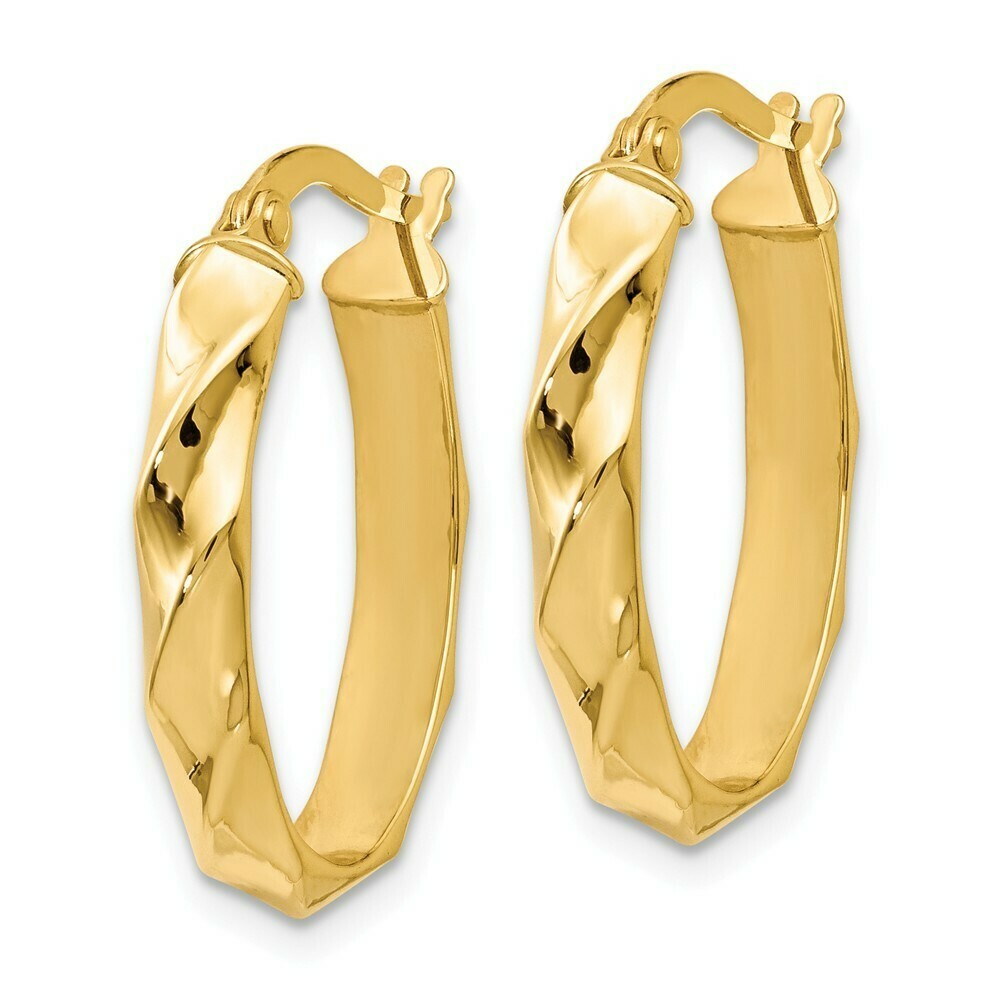 Leslie's 14K Yellow Gold Polished and Twisted Oval Hoop Earrings  17mm width