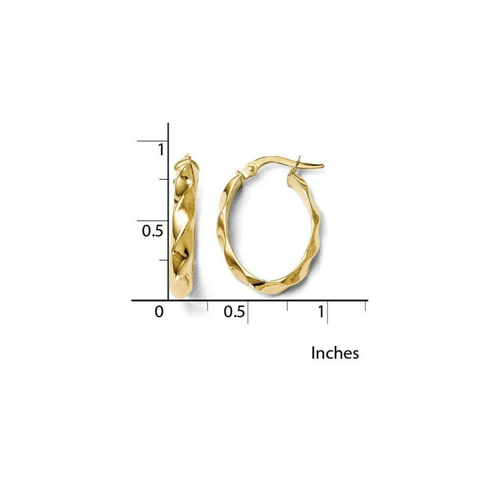 Leslie's 14K Yellow Gold Polished and Twisted Oval Hoop Earrings  17mm width