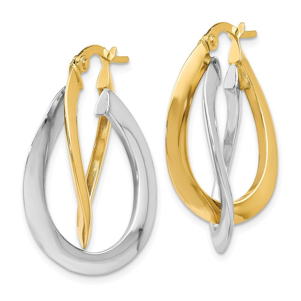 Leslie's 14K Two-tone Gold Polished Twisted Double Hoop Earrings  19mm width