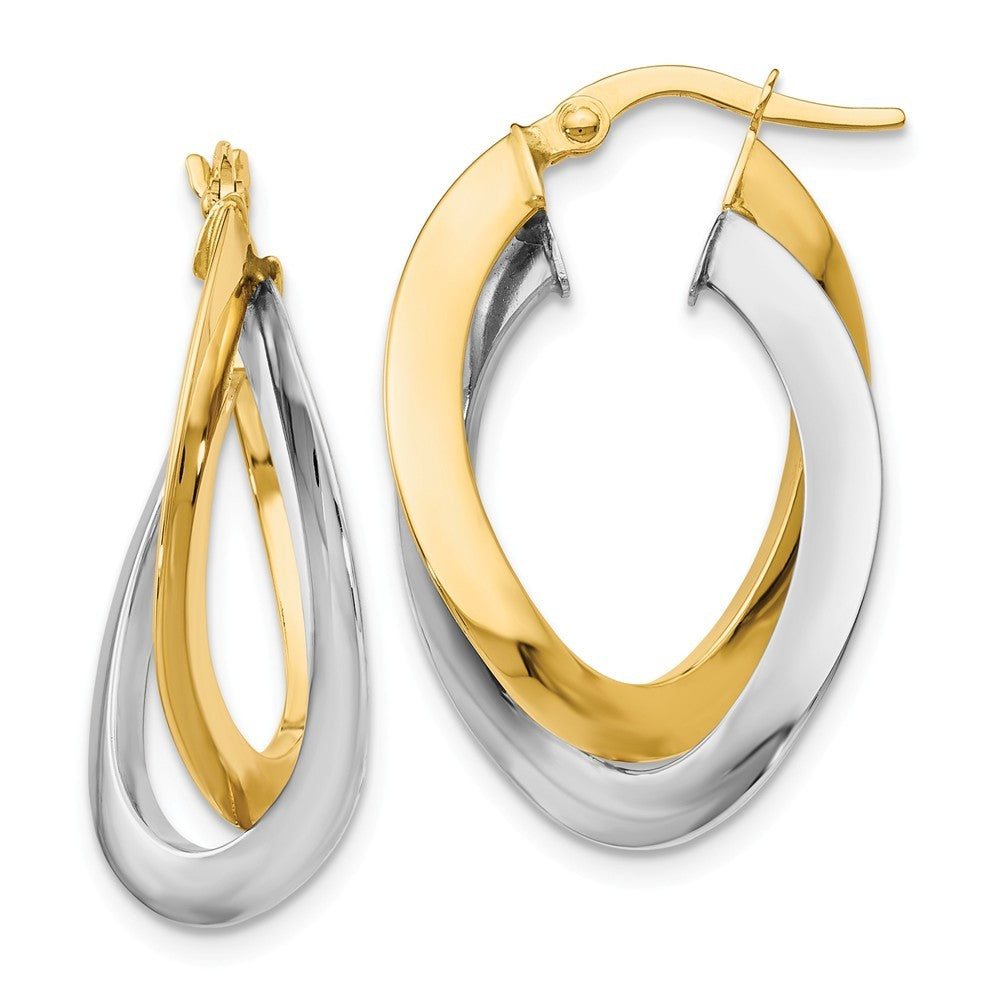 Leslie's 14K Two-tone Gold Polished Twisted Double Hoop Earrings  19mm width