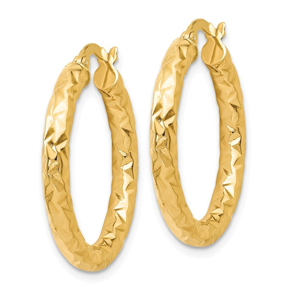 Leslie's 14K Yellow Gold ForeverLite Polished and Textured Hoop Earrings 25mm length