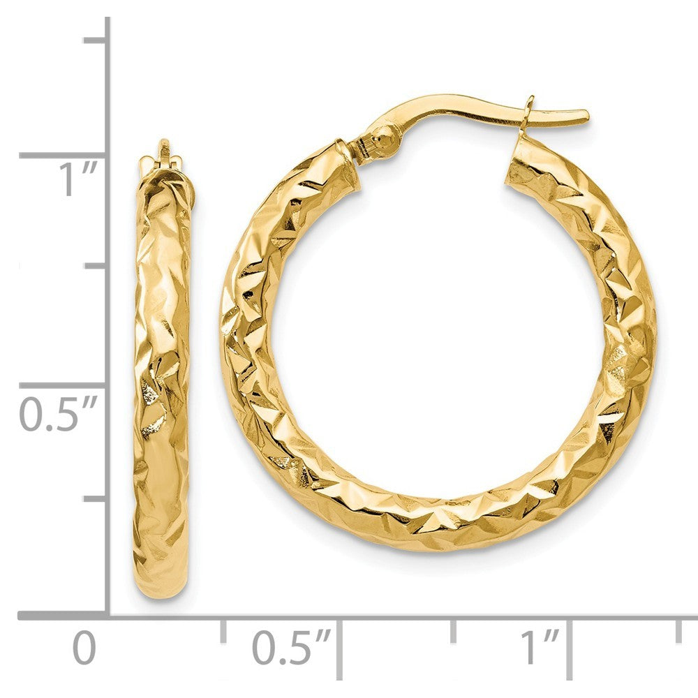 Leslie's 14K Yellow Gold ForeverLite Polished and Textured Hoop Earrings 25mm length