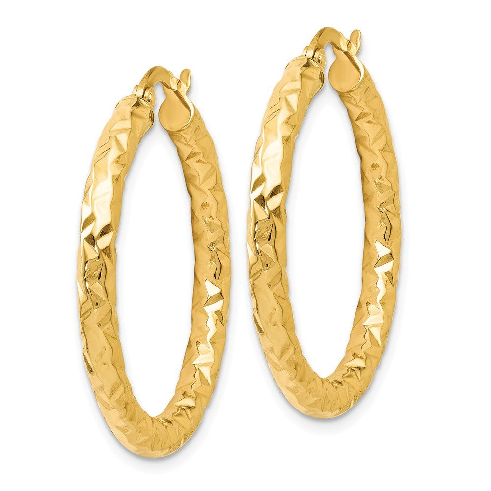 Leslie's 14K Yellow Gold ForeverLite Polished and Textured Hoop Earrings 30mm length