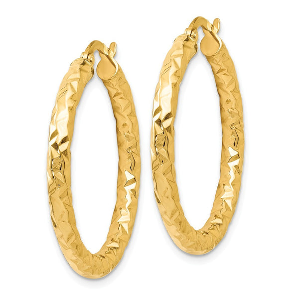 Leslie's 14K Yellow Gold ForeverLite Polished and Textured Hoop Earrings 30mm length