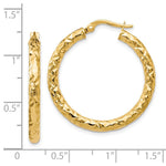 Load image into Gallery viewer, Leslie's 14K Yellow Gold ForeverLite Polished and Textured Hoop Earrings 30mm length
