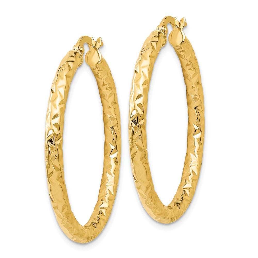 Leslie's 14K Yellow Gold ForeverLite Polished and Textured Hoop Earrings
