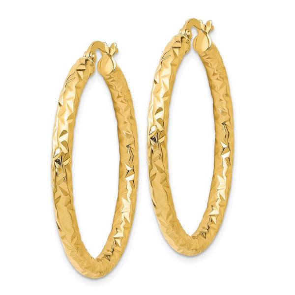 Leslie's 14K Yellow Gold ForeverLite Polished and Textured Hoop Earrings